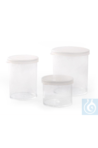 Transparent conical jars 500 ml, PS, pressure cap, Ø 100 x H 95 mm, mouth 100 mm Transparent...